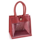 Sacosa pentru cadouri iuta rosie 21x15.5x34 cm