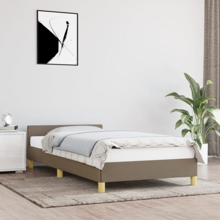Gossi cadru de pat cu tablie, gri taupe, 80x200 cm, textil