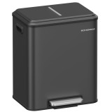 SONGMICS Cos gunoi metalic, 2 compartimente, 2x15 litri, pedala si inchidere silentioasa, negru Household NewTrend