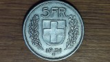 Elvetia - moneda de colectie argint 0.835 - 5 franci / francs 1931 uriasa ⌀31.45 mm - calitate impecabila -primul an de batere !
