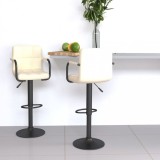 VidaXL Scaune de bar, 2 buc., crem, material textil