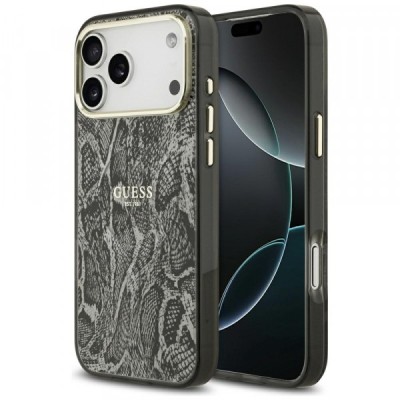 Husa MagSafe pentru Apple iPhone 17 Pro Max, Guess, Python Pattern, Neagra foto
