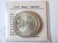 Rară! Thailanda 600 Baht 1980 FAO-UNC argint regIna Sirikit dm=31 mm,gr=15 gr