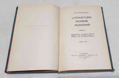 Carte de colectie editata in anul 1929 LITERATURA ROMANA MODERNA - Densusianu foto