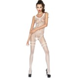 PASSION - WOMAN BS045 WHITE BODYSTOCKING ONE SIZE, PASSION WOMAN