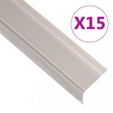VidaXL Profile trepte &icirc;n formă de L, 15 buc. șampanie 90 cm aluminiu