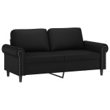 Cumpara ieftin Canapea cu 2 locuri, negru, 140 cm, piele ecologica