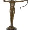 Femeie arcas-statueta Art Deco din bronz pe un soclu din marmura PAB023