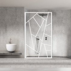 Paravan dus walk-in Aqua Roy White, model Atlas alb, sticla 8 mm clara, securizata, anticalcar, 70x195 cm