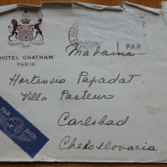 Scrisoare par - avion din Paris catre Hortensia Papadat Bengescu , 1938