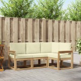 vidaXL Set canapele gradina exterior lemn acacia alb crem 4 piese cu perne