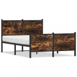 Cumpara ieftin Cadru pat metalic fara saltea, stejar fumuriu, 120x190 cm