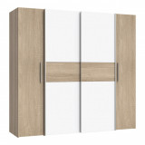 Dulap pentru haine Closet, Pakoworld, cu 4 usi, 200x61.5x190.5 cm, PAL melaminat, sonoma/alb