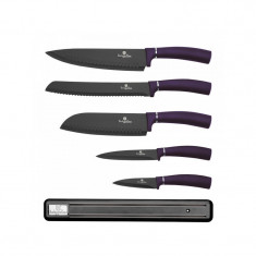 Set cutite cu suport magnetic Purple Berlinger Haus BH 2681