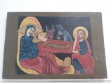 Cumpara ieftin ICOANA VECHE NASTEREA DOMNULUI -PICTATA PE LEMN GROS APROX.40 X 30 CM