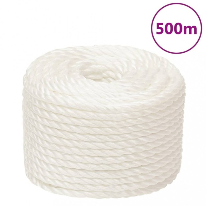 Fr&acirc;nghie de lucru, Alb, 10 mm, 500 m, polipropilenă
