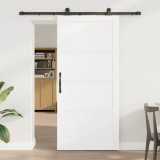 Ușa glisantă cu set de hardware Alb 93x202 cm Lemn masiv Pin