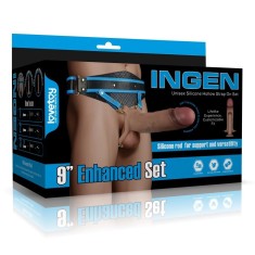 Set Strap-on INGEN Unisex, Silicon, XS/S/M, Natural, 21.4 cm