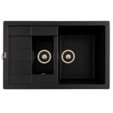 Chiuveta bucatarie din granit Flow Anila Plus, Graphite, 775x495 mm