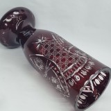 Vaza romaneasca cristal rosu rubin, masiva, grea, veche, vintage - 29,5 cm h.
