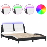 Cumpara ieftin Cadru de pat cu LED fara saltea, Zadar, negru si alb, 160x200 cm