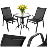 Set mobilier balcon Gardlov cu masa si 2 scaune, negru