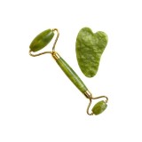 Cumpara ieftin Set rola Jade cu piatra Gua Sha - verde, Oem