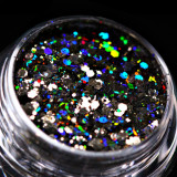 Glitter cosmetic holografic (negru) pentru machiaj/bodyart PK104 KAJOL Beauty&reg;,