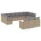 Set canapele de gradina, 13 piese, cu perne, bej, poliratan
