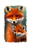 Cumpara ieftin Sticker decorativ, Vulpita cu puiul, Portocaliu, 85 cm, 6751ST, Oem