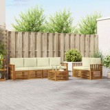vidaXL Seturi de canapele 7 pcs Natural și Crem Lemn Solid de Acacia 3374400