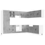 Set dulapuri de bucatarie 14 piese &bdquo;Kalmar&rdquo; gri beton Lemn