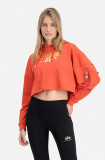 Alpha Industries bluză femei, culoarea portocaliu, cu glugă, cu imprimeu 106044.577-orange