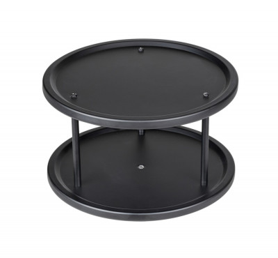 Organizator rotativ pentru depozitare, Wenko Duo Lazy Susan, &amp;Oslash; 26.5 x 15.5 cm, metal, negru foto