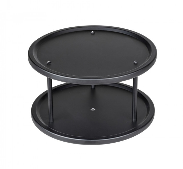 Organizator rotativ pentru depozitare, Wenko Duo Lazy Susan, &Oslash; 26.5 x 15.5 cm, metal, negru