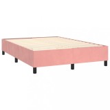 Cumpara ieftin Pat box spring cu saltea, roz, 140x190 cm, catifea