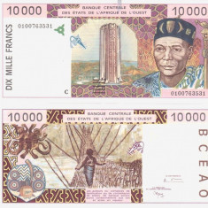 WEST AFRICAN STATES █ BURKINA FASO █ bancnota 10000 Francs █ 2001 █ P-314Cj UNC