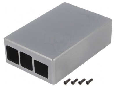 Carcasă Aluminiu Gri pentru Raspberry Pi 4 B foto