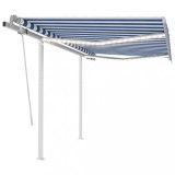 VidaXL Copertină retractabilă manual cu LED, albastru&amp;alb, 3x2,5 m