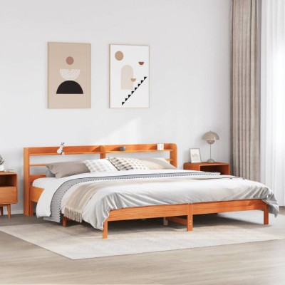 Gossi cadru de pat fara saltea, maro ceruit 200x200 cm lemn masiv pin foto