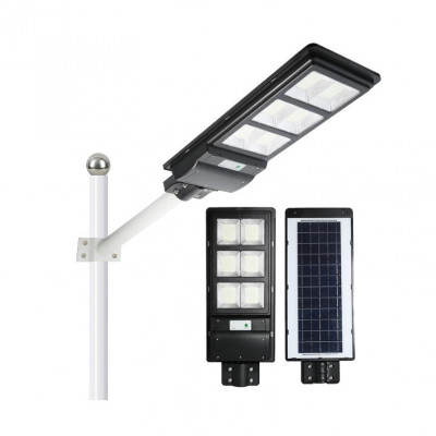 Lampa solara stradala Flippy, cu telecomanda, senzor de miscare si lumina, suport prindere, 135 LED-uri, IP65, ABS, 8AH, 100W, temperatura culoare 650 foto