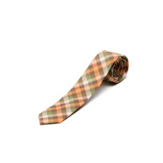 Cravata portocalie in carouri CR006 foto