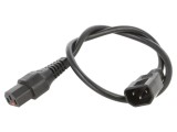 Cablu IEC C13 Mamă la IEC C14 Tată 0.5m cu Blocare IEC LOCK