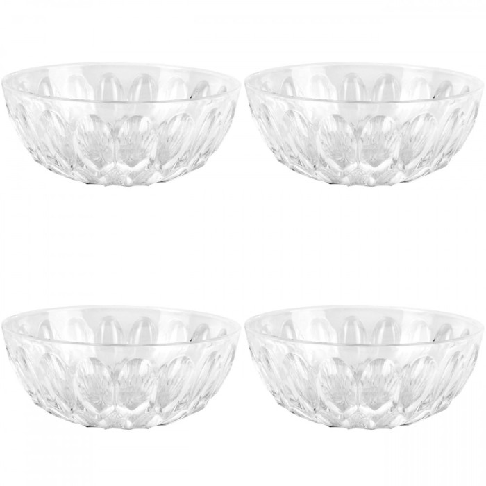 Set boluri, 4 piese, 180 ml, Plastic, Transparent