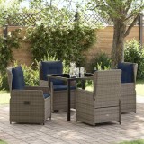 vidaXL Set de masă pentru grădină 5 pcs Gri Rattan poli 3381031