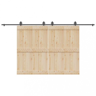 vidaXL Set feronerie pentru uși glisante, negru, 400 cm, oțel foto