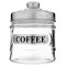 Recipient din sticla cu capac metalic pentru cafea, Neirini, Transparent/Argintiu, 250 ml