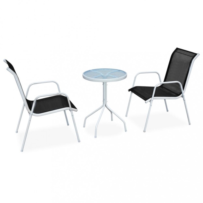 Gossi set mobilier bistro, 3 piese, negru, otel