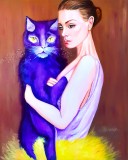Tablou abstract-Violet cat
