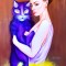 Tablou abstract-Violet cat